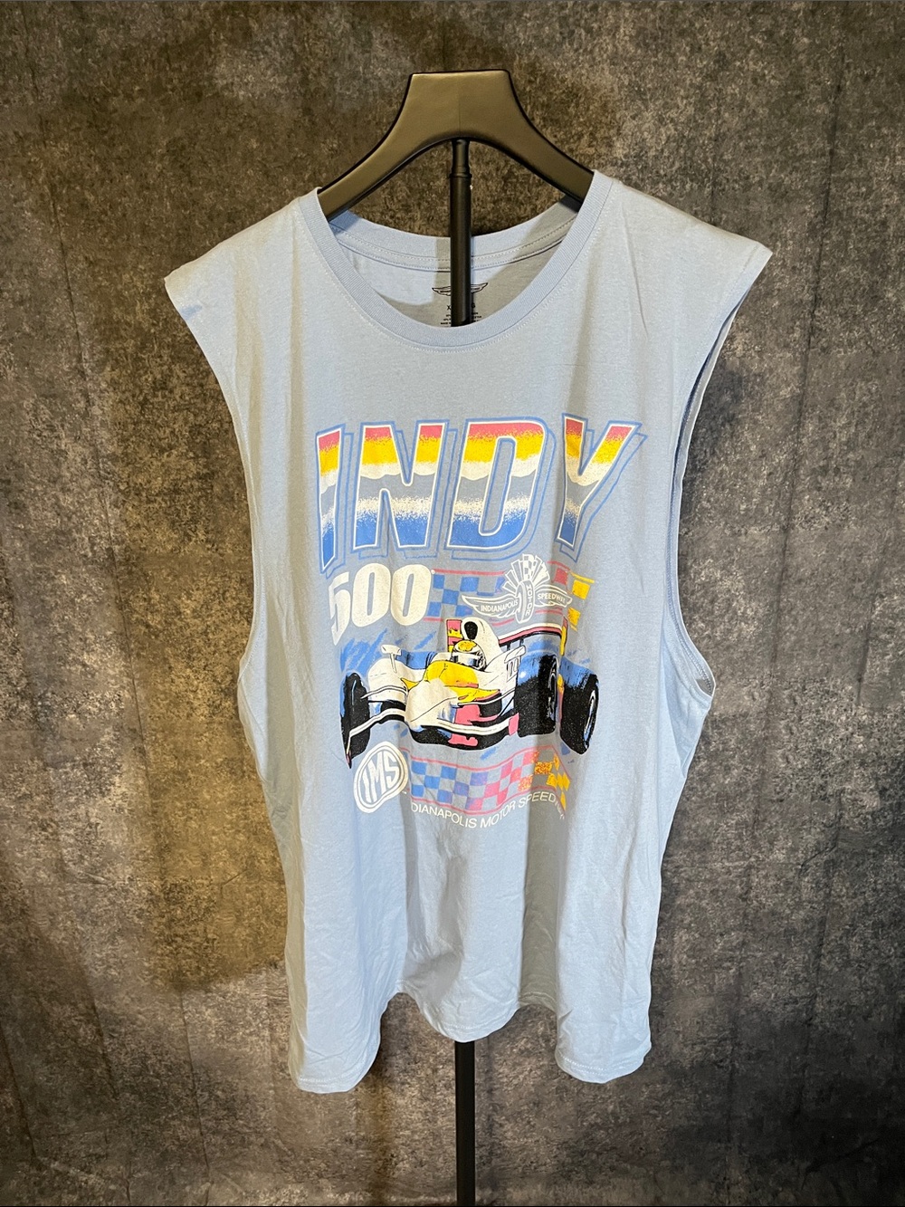 Light Blue Indy 500 Graphic Tank Top
